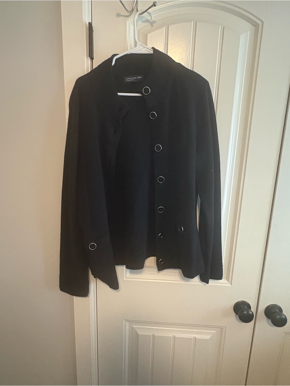 Jones New York Black Ring-Accent Button Jacket